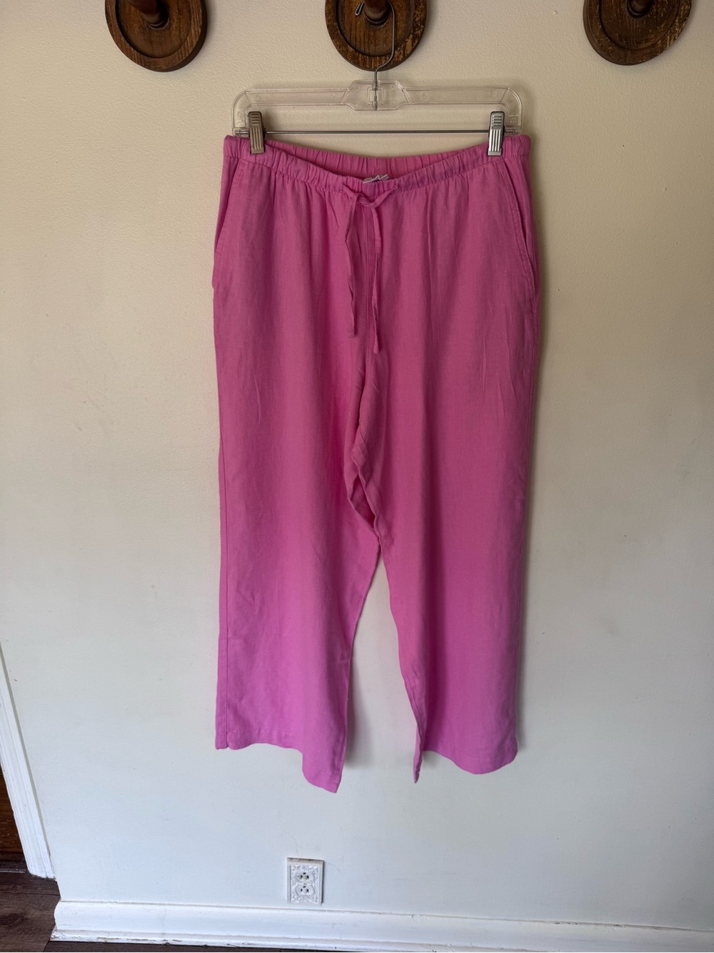GAP Pink Drawstring Wide-Leg linen blend Pants size small NEW